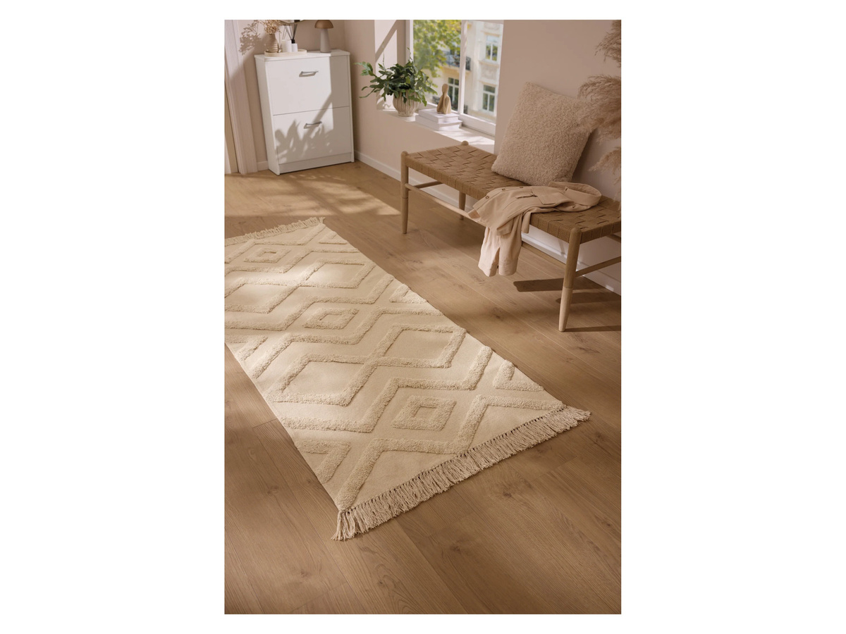 LIVARNO Läufer mit Diamantmuster in Beige, Baumwolle, B/T: 180 x 80 cm - Bild 2
