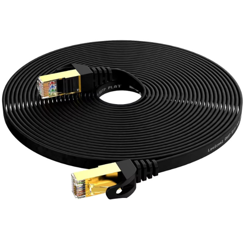 AXONUS Cat7 Flat Ethernet LAN Kabel, geschirmtes High Speed Patchkabel 10 Gbit/s 600 MHz, schwarz - Bild 3