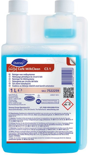 Diversey Suma Café MilkClean C3.1 Milchsystemreiniger auf Basis von Zitronensäure, Blau, 1 l (6er Pack) - Bild 1