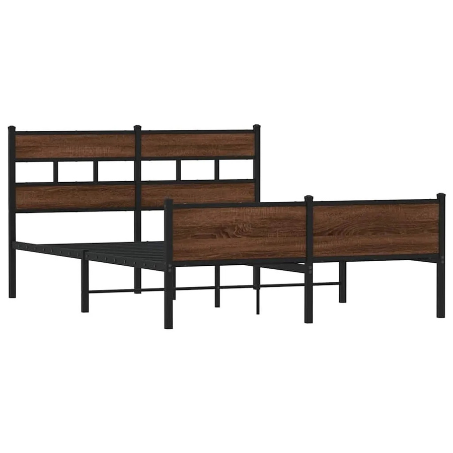 vidaXL Bettgestell in Eiche Braun aus Holzwerkstoff und Metall, B/T/H: 140 x 190 cm - Bild 2