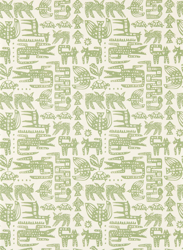 Scion Tapete Twycross in Pine Green mit Tier-Motiven im Mid-Century Design - Bild 2