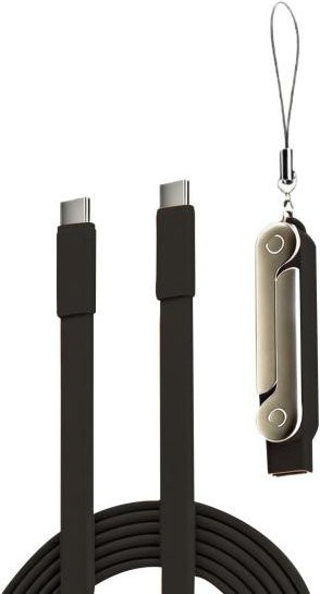 Neworld Life USB-C Ultra-Schnellladekabel 240W mit faltbarem Handyhalter und Ständer in Schwarz - Bild 1