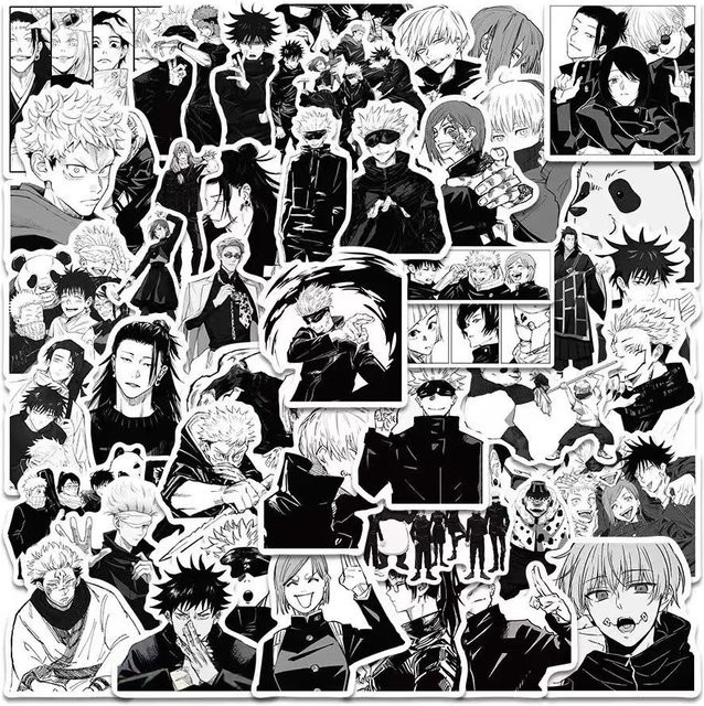 Bandai Jujutsu Kaisen Muster-Graffiti-Aufkleber, 50-teiliges Set, Bunt - Bild 1