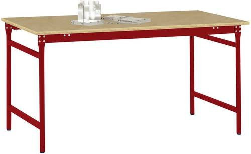 Manuflex Beistelltisch BASIS stationär mit Multiplex-Tischplatte in Rubinrot RAL 3003, B/T/H: 150 x 80 x 78 cm - Bild 1
