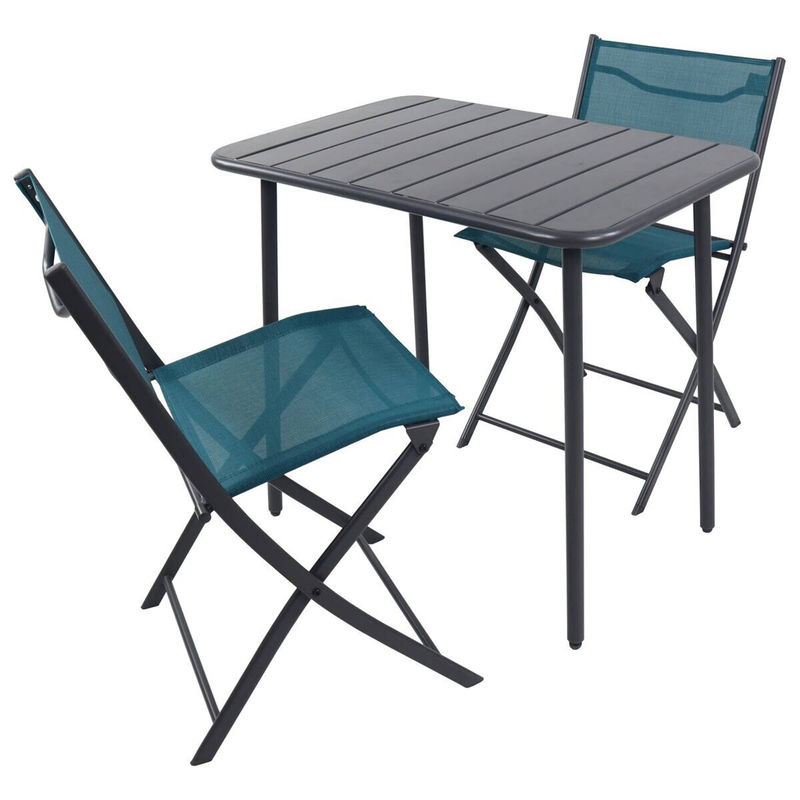 VCM 3-teilige Gartensitzgruppe Sumila in Türkis aus Metall und Textilene für Balkon und Terrasse, B/T/H: 80 x 55 x 79 cm - Bild 2