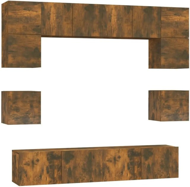 vidaXL 8-teiliges TV-Schrank-Set aus Holzwerkstoff in Räuchereiche, Braun - Bild 1