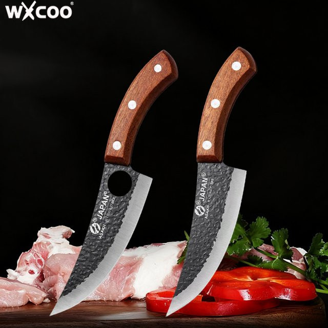 WXCOO Professionelles Handgeschmiedetes Ausbeinmesser aus Edelstahl mit braunem Holzgriff und Full-Tang-Design - Bild 1