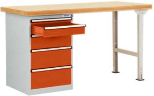 Manuflex Werkbanksystem WC5078.2001 in Rotorange (RAL 2001), B/T/H: 300 x 200 x 70 cm - Bild 1