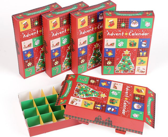 2-teiliges ZQNYCY Adventskalender-Boxen-Set aus Papier mit weihnachtlichen Motiven in Mehrfarbig - Bild 1