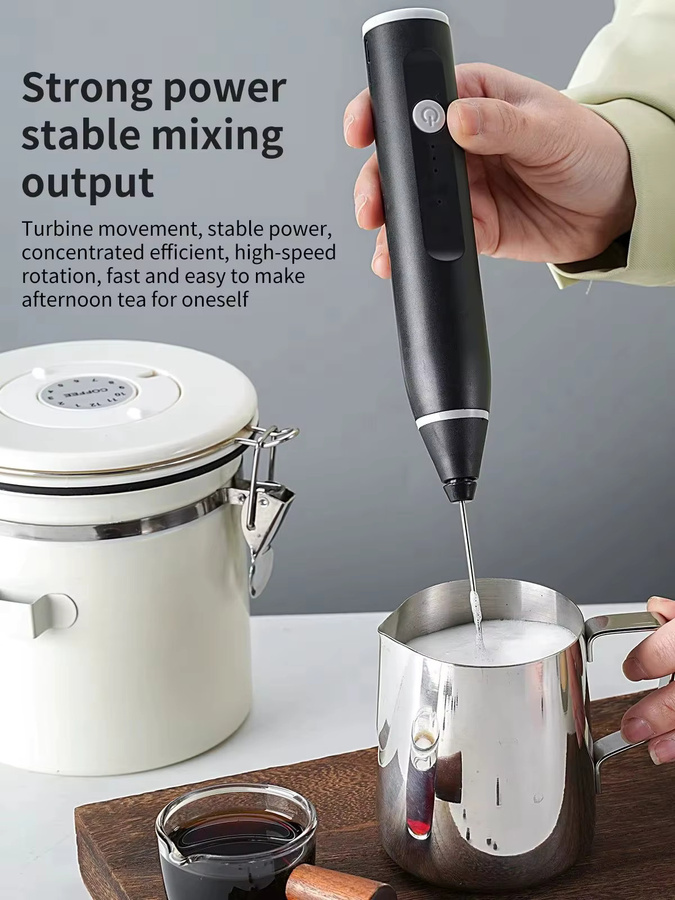 XIADYINJIA Elektrischer Kaffeemixer und Milchaufschäumer in Schwarz, wiederaufladbarer 3-Gang Handmixer und Eierschläger - Bild 5