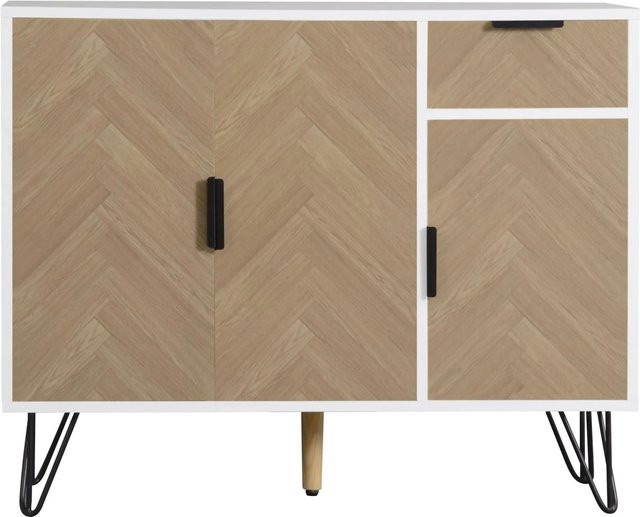 okwish Sideboard mit Schublade und verstellbaren Einlegeböden in Natur, B/H/T: 90 x 71,5 x 30 cm - Bild 1