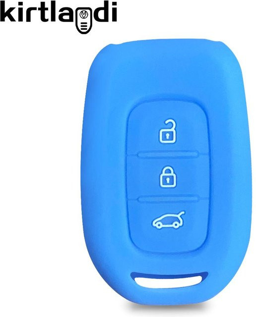 Silikon Fernbedienungsschlüsselhülle für Renault Twingo, Duster, Clio, Logan und Dacia Logan 2021, 3 Tasten Autoschlüsselabdeckung, Hellblau - Bild 1