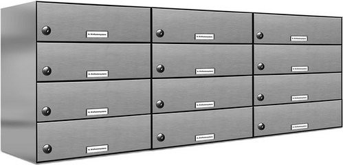 AL Briefkasten-System für 12 Parteien mit Zaundurchwurf, silberfarben, B/H/T: 153,509 x 46,0 x 27,5 cm - Bild 1