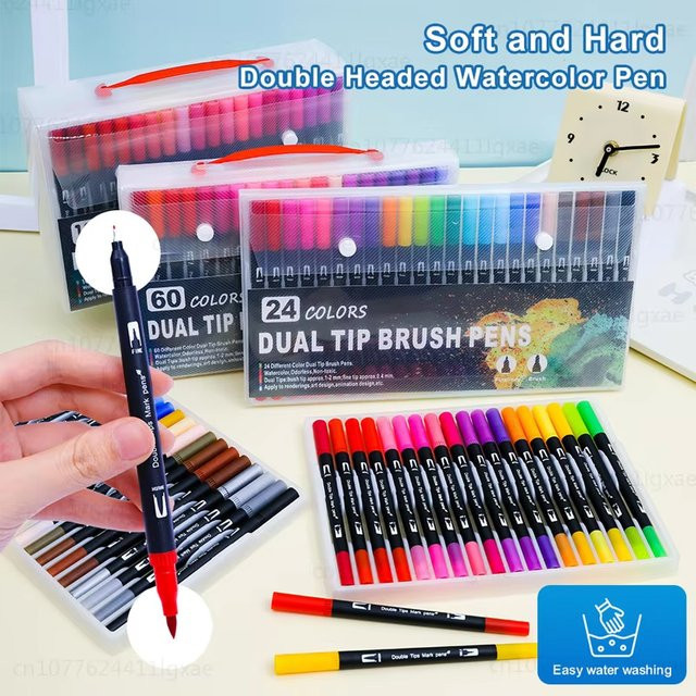Acryl-Marker Set mit Doppelspitze und weichem Pinsel für Steinmalerei, Leinwand, Glas, Keramik, Stoff und Kunststoff in 12 bis 120 Farben - Bild 1
