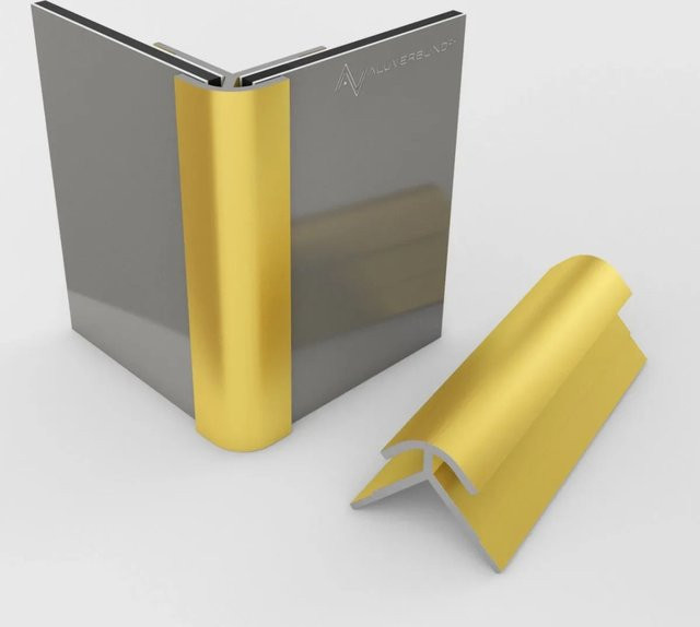 Aluverbund24 Außeneckprofil aus Aluminium, Gold-Eloxiert, Länge: 100 cm - Bild 1