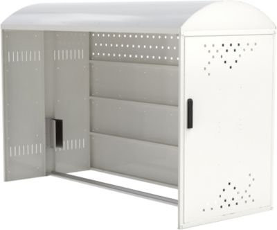 Anbausatz mit Seitenwand für Fahrradgarage BikeBox 1 mit Bogendach von WSM in Verkehrsweiß RAL 9016 - Bild 1