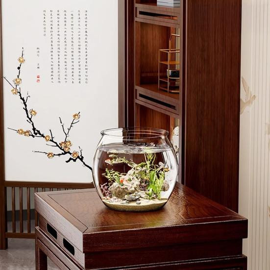 Yousheng Rundes Kunststoff-Aquarium in Transparent als Multifunktionales Fischglas und Hydroponisches Pflanzgefäß für deine Tischdekoration - Bild 2
