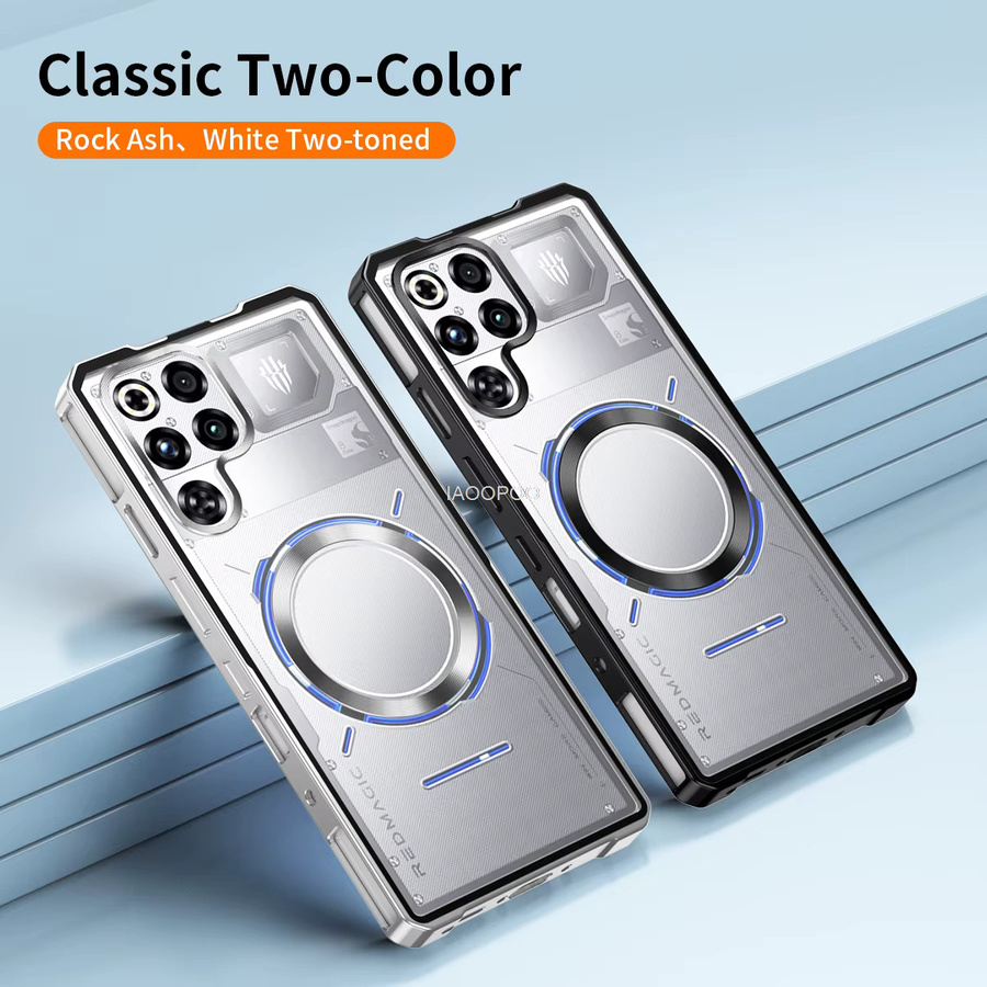 Stoßfeste Aluminium-Metallhülle für Nubia Red Magic 11 Pro Plus, 11 Air, 11S Pro sowie 10 Pro Plus und 10 Air in Silber mit magnetischem Ladeanschluss - Bild 2