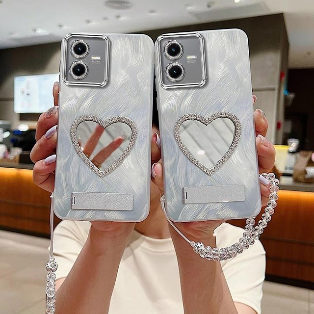 Y22S Schutzhülle mit Lanyard und Standfunktion für Vivo Y28 Y27 Y27S Y22 Y21 Y21T Y21E Y21A Y20 Y20A Y20G Y20T Y20S in Silber - Bild 1