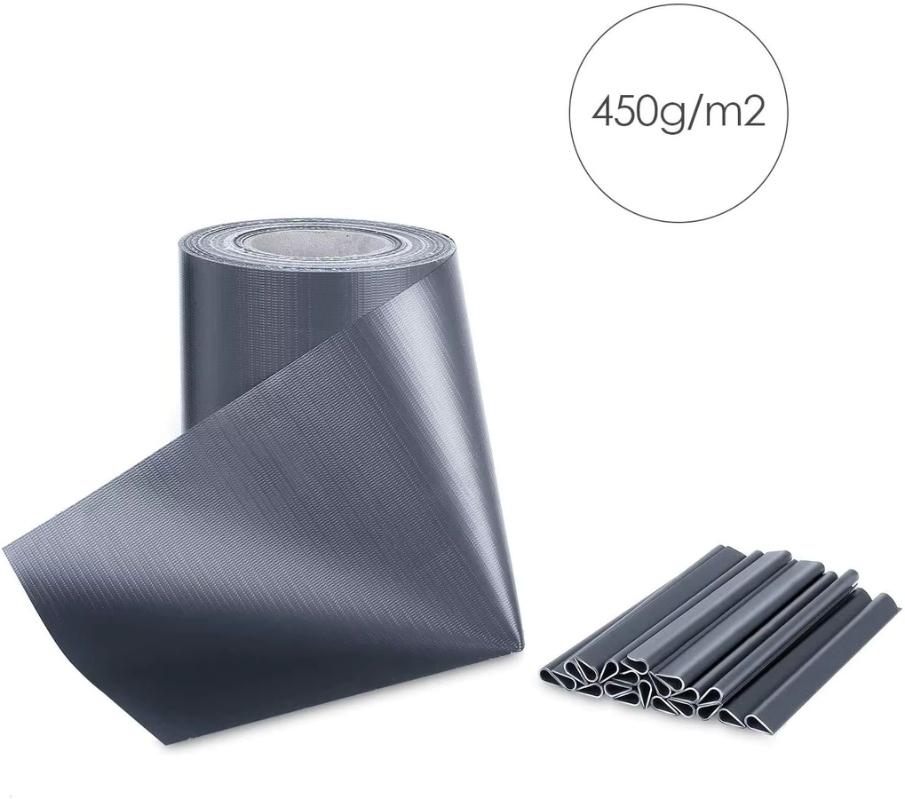 PVC Sichtschutzstreifen für Doppelstabmatten-Zäune in Anthrazit und Grau, 50 m x 19 cm inklusive 35 Befestigungsclips - Bild 3