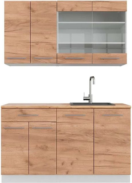 Vicco Fame-Line Singleküche Goldkraft Eiche/Weiß, Breite: 140 cm - Bild 1