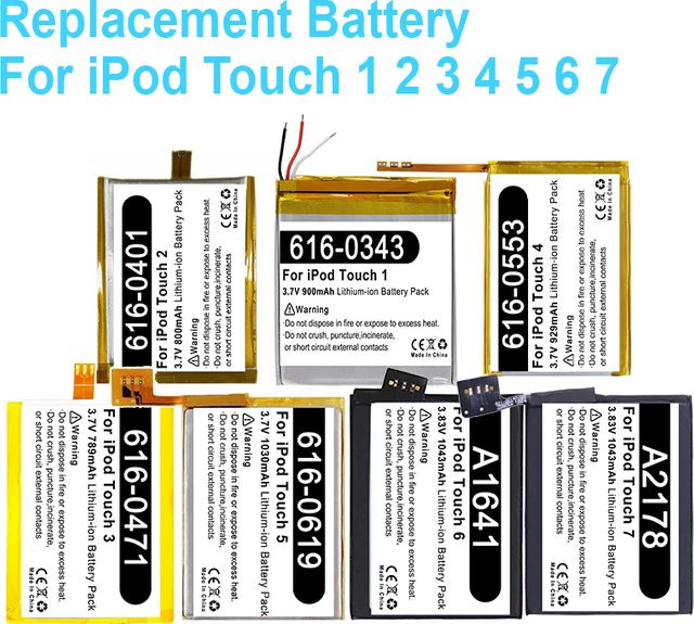 Apple Ersatzakku für iPod Touch 1 bis 7 Generationen, Modell 616-0471 616-0553 A1641 A2178 Li-Ion Pack - Bild 1