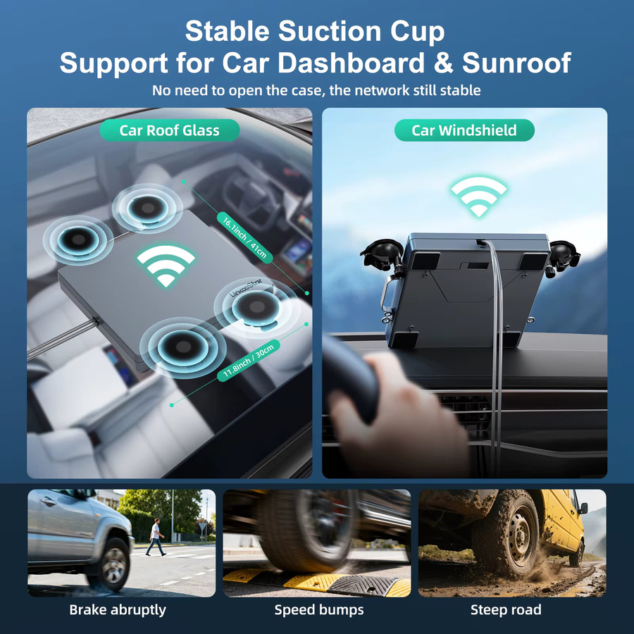 ANMONE Tragbare All-in-One Schutzhülle für Starlink Mini mit stabilem Saugnapf für Auto-Armaturenbrett und Sonnendach, Outdoor-Zubehör - Bild 5
