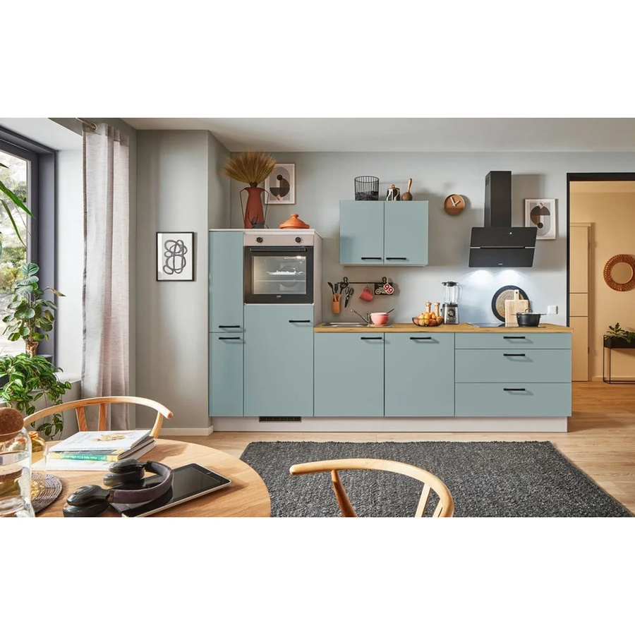pino Küchenzeile in Nordisch Grün mit Seitenschrank und Geräteeinbau, Breite: 280 cm - Bild 2