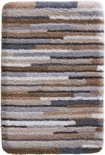 Hagemann Badematte gestreift in Beige und Multicolour, rutschhemmend und für Fußbodenheizung geeignet - Bild 1