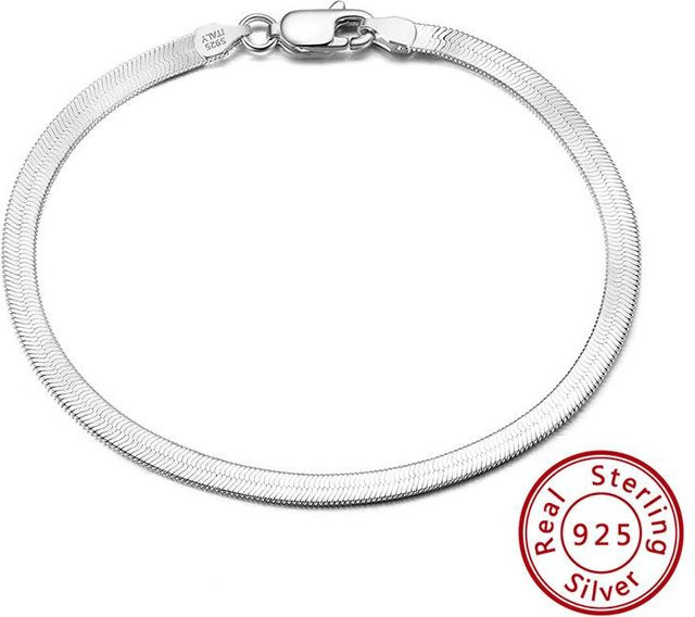 Armband 925 Silber, Flache Schlange Knochen Klinge, 16.5cm, Unisex - Bild 1