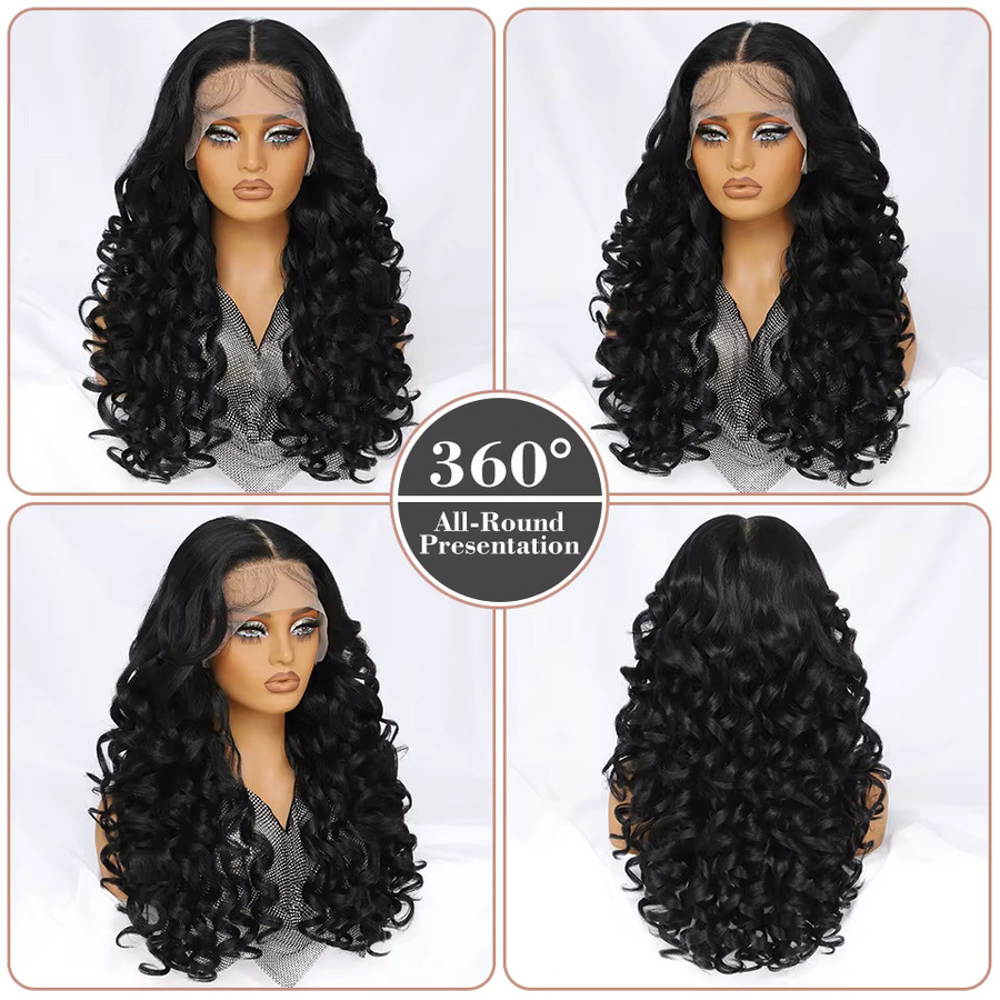 YOKAS Lace-Frontal-Perücke, synthetisch, lose Locken, 61 cm, Damen - Bild 4
