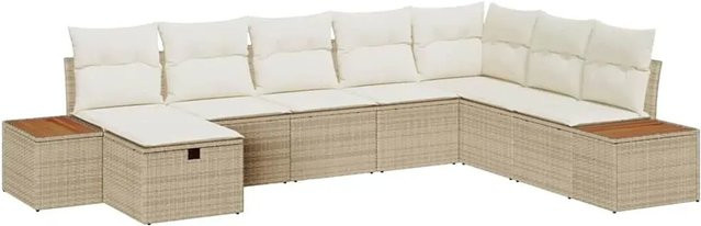 vidaXL 8-teiliges Garten-Sofa-Set aus Poly Rattan in Beige mit Polsterung und Stauraum - Bild 1