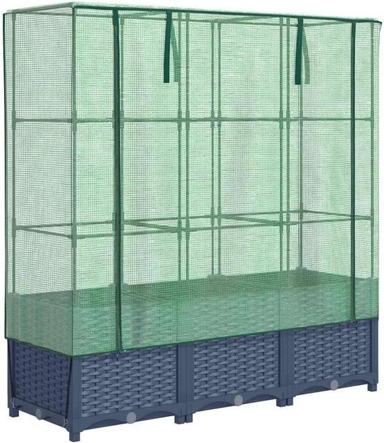 Furnicato Hochbeet mit Gewächshausaufsatz in Blaugrau, B/T/H: 120 x 40 x 38 cm - Bild 1