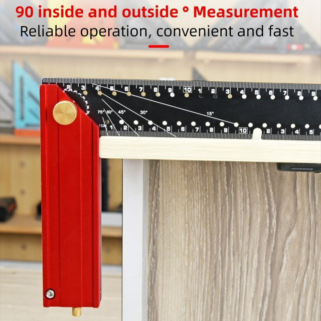 Zimmermanns-Quadratlineal aus Aluminiumlegierung in Rot, metrisches Dreieckslineal für präzise 90 Grad Messungen, Breite: 30,0 cm, Höhe: 16,5 cm - Bild 1