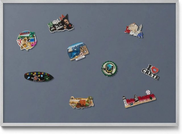 Tulup Magnettafel Wanddekoration in Grau mit silbernem Rahmen, Breite: 100 cm, Höhe: 70 cm - Bild 1