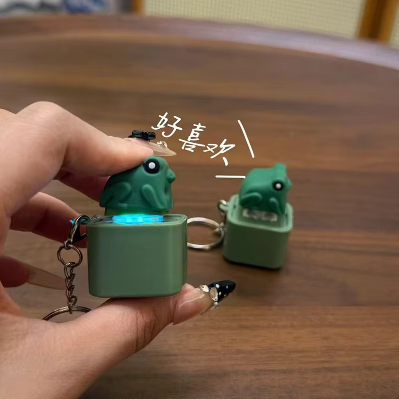 52TOYS Eidechsen-Frosch-Enten-Knopf-Schlüsselanhänger, Dekompressionsspielzeug, mit Eidechsenklängen & Blitzeffekten - Bild 2