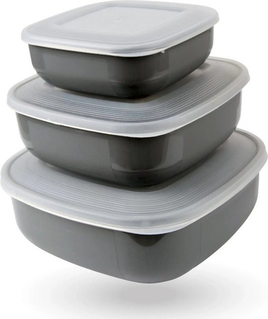 Bestgoodies Vorratsdosen Set 6-teilig Eckig Grau, stapelbar und mikrowellengeeignet