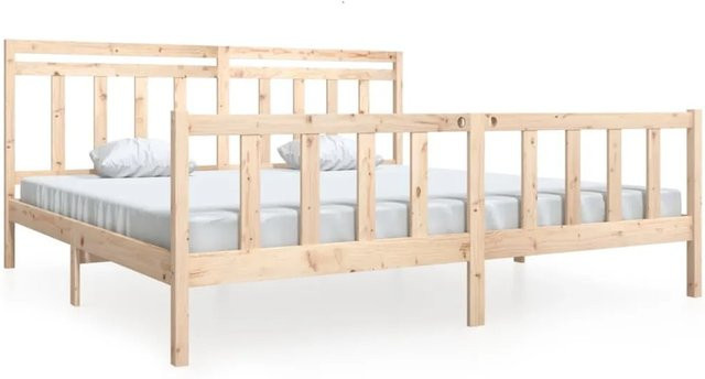 vidaXL Massivholzbett aus Kiefernholz in Braun, rustikales Bett B/T/H: 200 x 200 x 205,5 cm - Bild 1