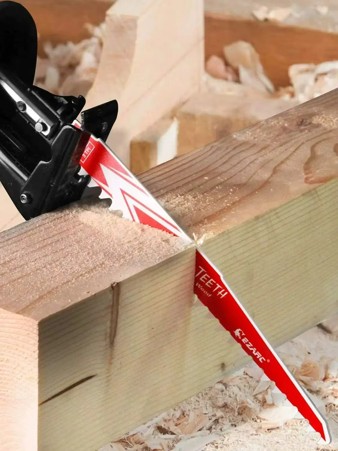 EZARC Hartmetall-Säbelsägeblätter 3er-Set für Hartholz, 3TPI, Farbe: Rot - Bild 4