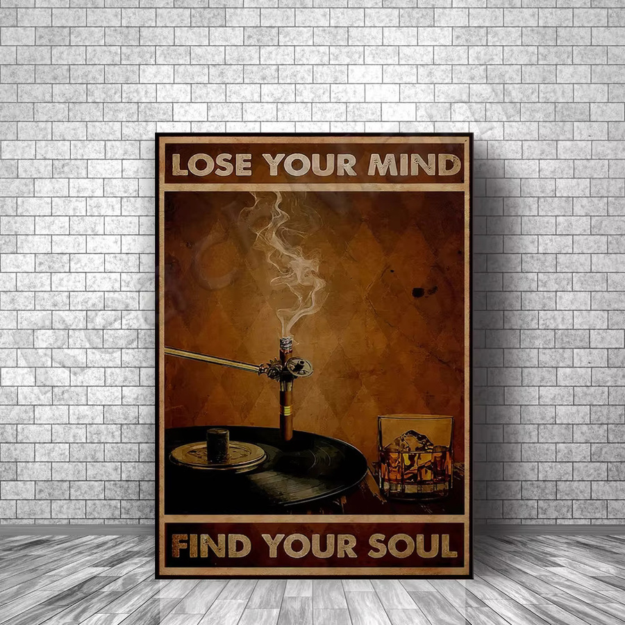 ReachMani Musik Poster Lost Your Mind Find Your Soul in Braun im Retro-Stil - Bild 2