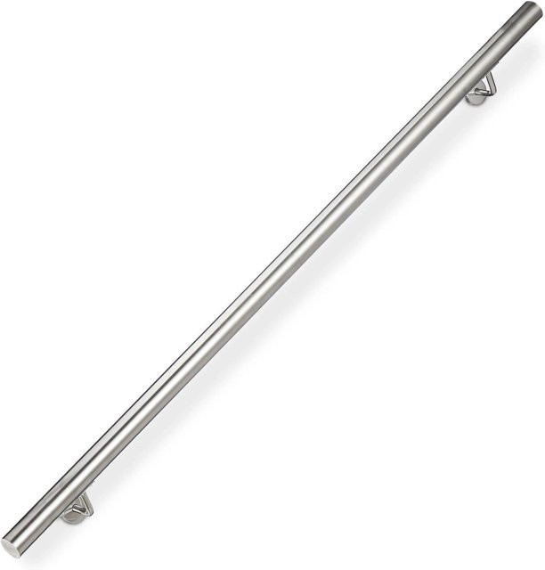 Relaxdays Handlauf aus Edelstahl in Silber matt mit Wandhalterung, Länge: 150 cm - Bild 1