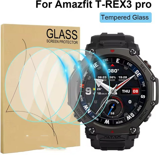 Huami Displayschutzfolie aus Glas für Amazfit T-Rex 3/3Pro, transparent - Bild 1