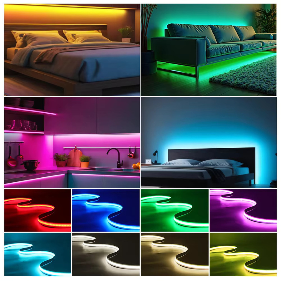 GAHADA COB-LED-Streifen flexible lineare Lichtleiste mit hoher Dichte, 320 LEDs/m, 5 mm Breite, DC 5 V 12 V, Farben: Weiß, Rot, Grün, Blau - Bild 5