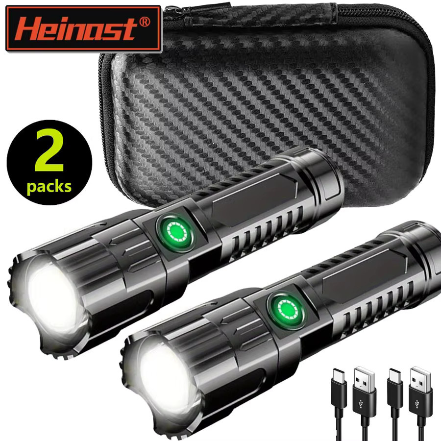 Heinast LED Taschenlampe mit Teleskop-Zoom, USB-wiederaufladbare Notfalllaterne aus Aluminium für Camping und Outdoor - Bild 7