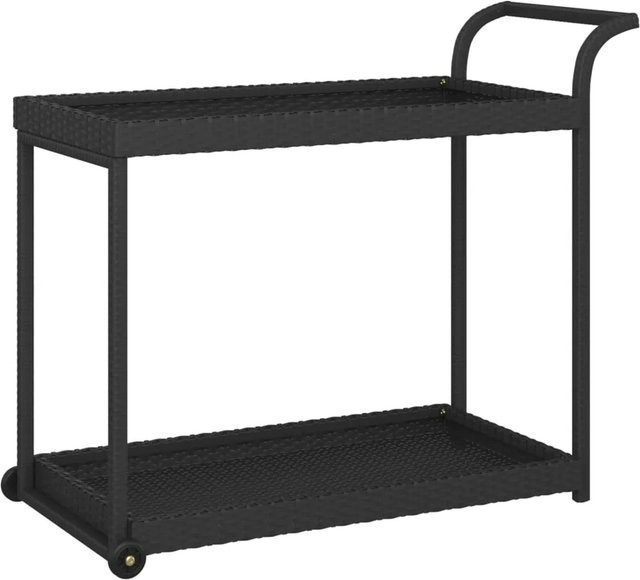 vidaXL Barwagen aus Poly Rattan und Metall in Schwarz, modern und matt, B/T/H: 100 x 45 x 83 cm - Bild 1