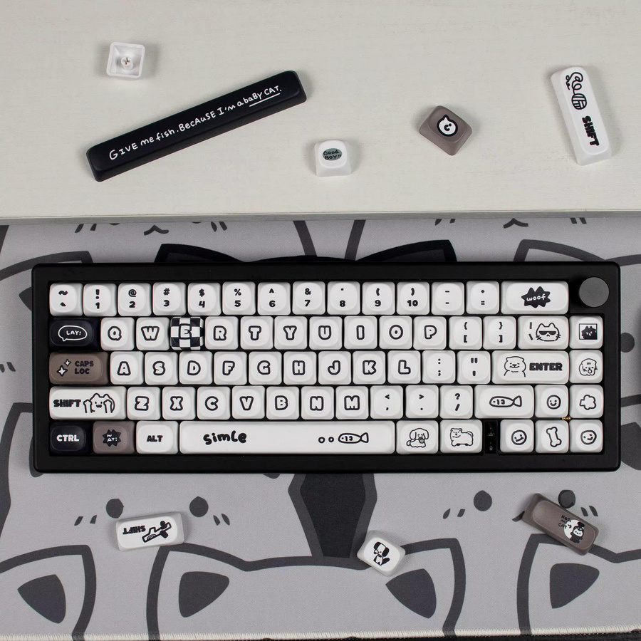Venit Keys PBT-Tastenkappen mit Katzen- und Welpen-Motiv im MOA-Profil, farbsublimiert, mehrfarbig, für mechanische Tastaturen 64/104/108 Tasten - Bild 2