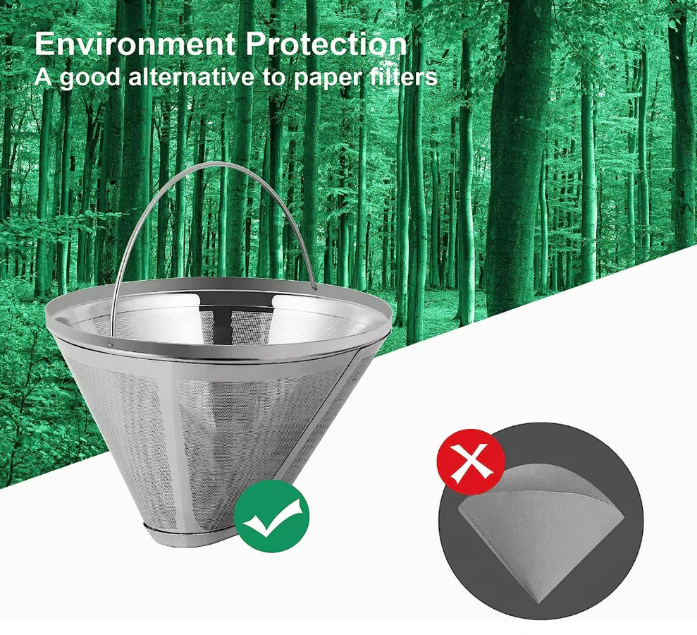 Ninja Wiederverwendbare Kaffeefilter aus Edelstahl 304 für Ninja Dual Brew Pro, Silber, Feinmaschiges Sieb - Bild 2
