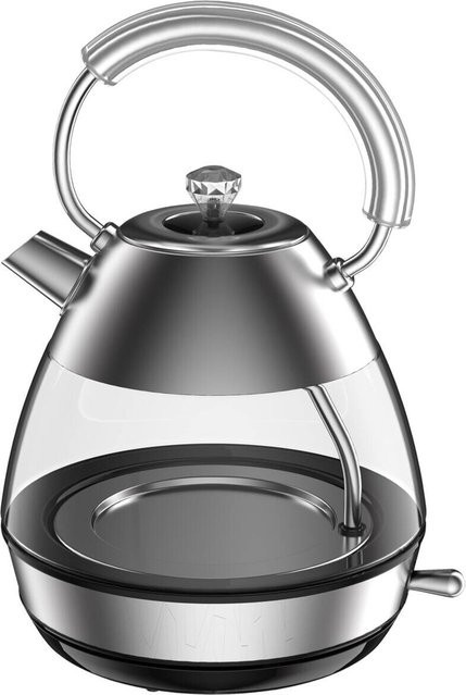 Emerio Wasserkocher WK-133826.2 aus Glas und Edelstahl in Silber, 1,7 l, B/H/T: 19,7 x 30,4 x 14,6 cm - Bild 1