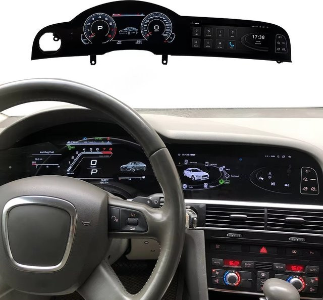 YANFU Android Autoradio mit virtuellem Cockpit und kabellosem CarPlay für Audi A6 A6L C6 4F 2005-2012 in Schwarz - Bild 1