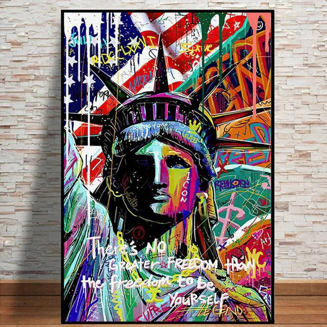 Potdemiel Graffiti Freiheitsstatue Diamantmalerei Wandkunst Abstrakte Street Pop Art I Love New York Poster Druck in Multicolour - Bild 1